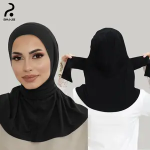 Women's Soft Jersey Instant Hijab - Stretchy Turban Style Muslim Headscarf Cover, Lightweight Scarf Head Wrap for Daily Wear